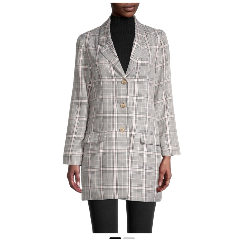 BD Dakota x Steve Madden Plaid Behavior Longline Blazer